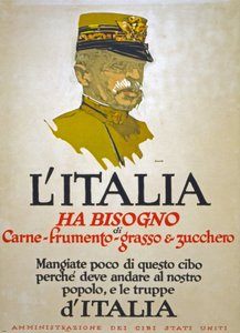 Italia necesita carne, trigo, grasa y azúcar, 1917